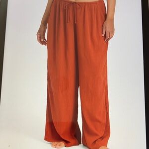 H&M crinkle wide leg pants